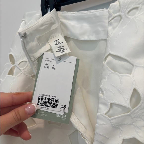 H&M Limited Edition white eyelet embroidery satin midi skirt - Picture 4 of 4